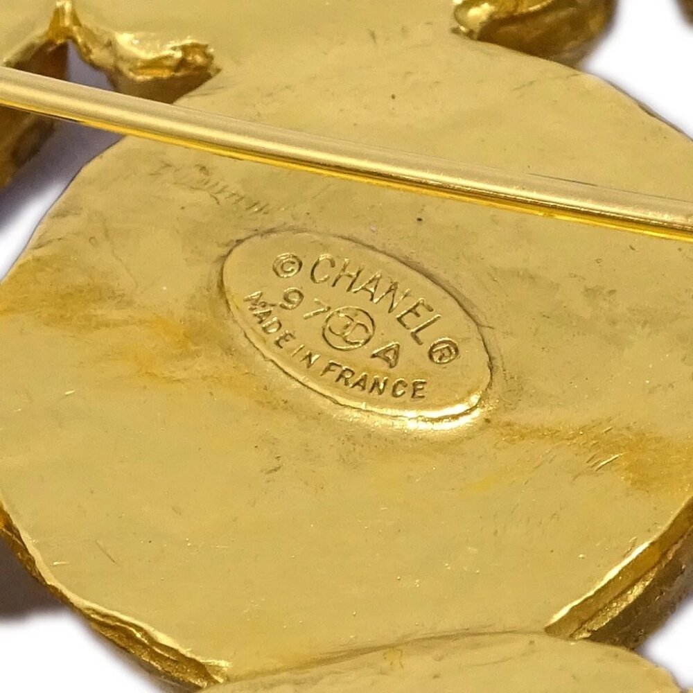 Chanel Stone Brooch Pin Gold 97A 191200 - Picture 2 of 4